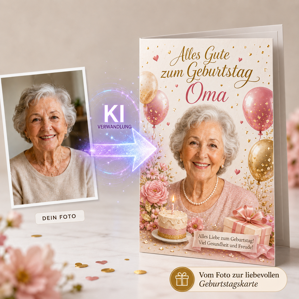 Personalisierte  Geschenkkarte mit Umschlag