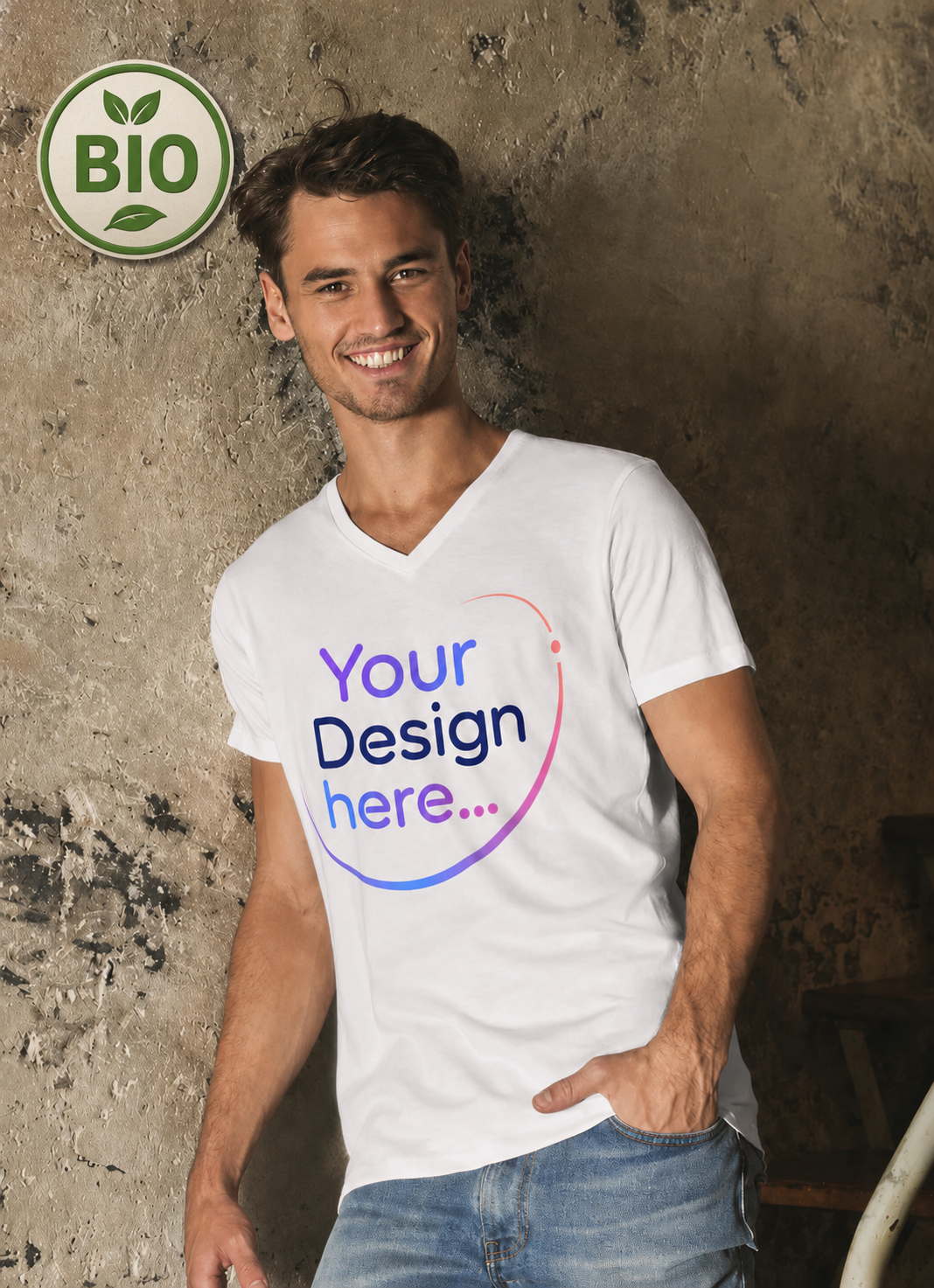 Herrenbioletten-Baumwoll-T-Shirt