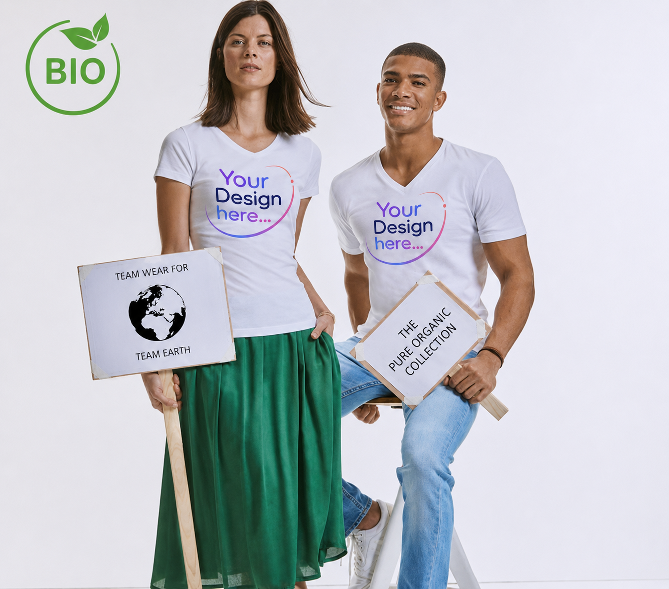 Bio-T-Shirt von Frauen mit V-Ausschnitt